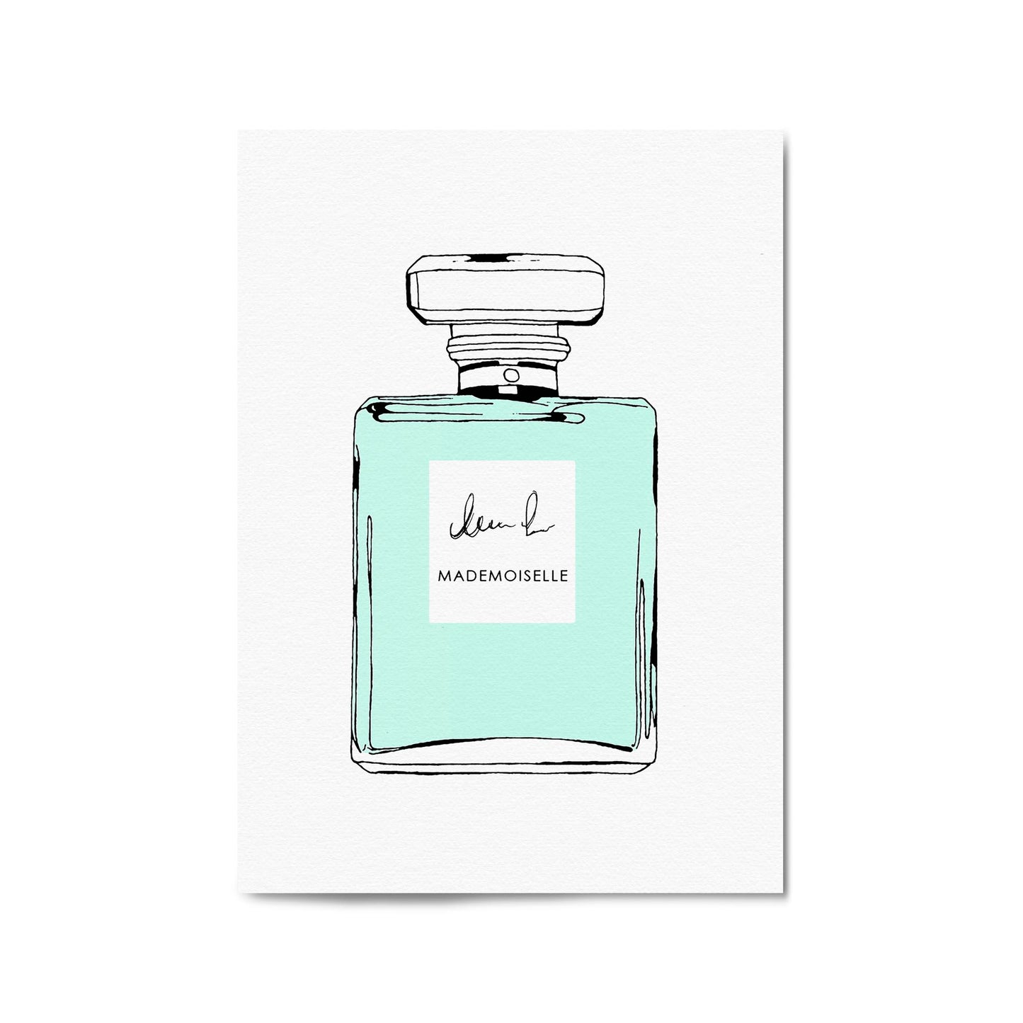 Green Minimal Perfume Bottle Fashion Wall Art - The Affordable Art Company