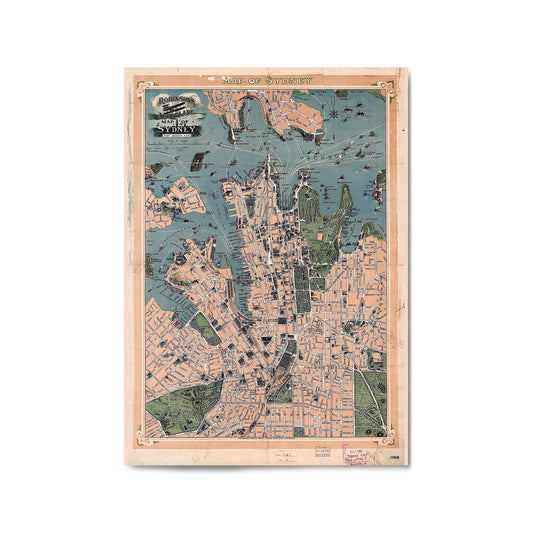 Sydney Vintage Map Australian Old Wall Art #1 - The Affordable Art Company