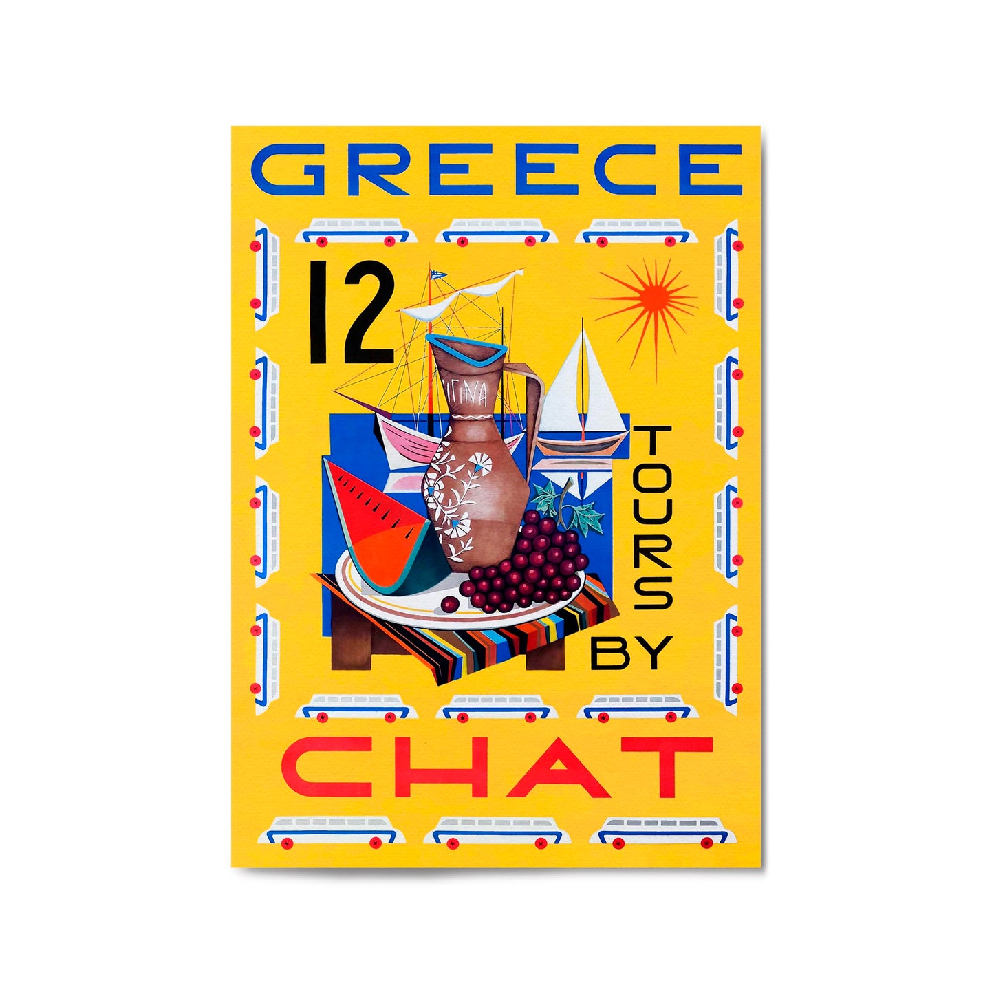 Greece Tours Vintage Travel Advert Wall Art - The Affordable Art Company
