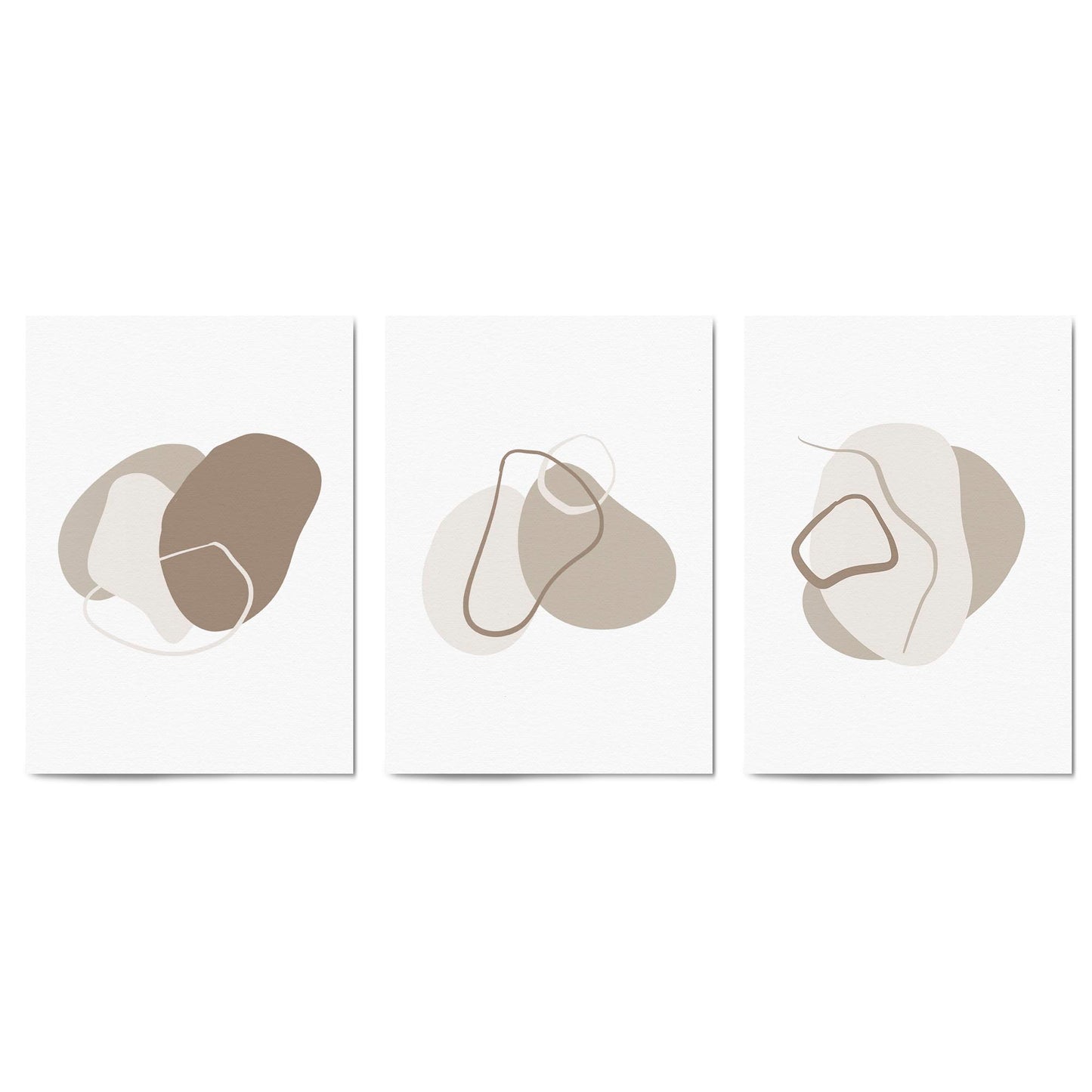 Set of 3 Grey Abstract Shape Wall Art - The Affordable Art Company