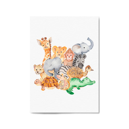Safari Animal Group Painting Nursery Wall Art #2 - The Affordable Art Company