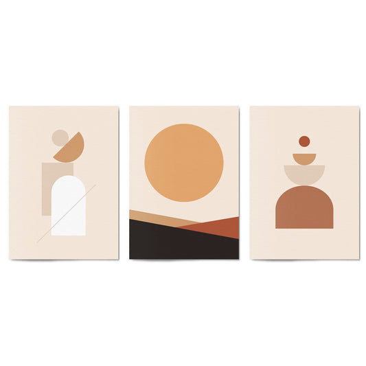 Set of Abstract Shape Retro Minimal Modern Art #2 - The Affordable Art Company