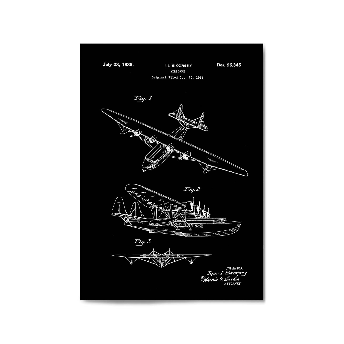 Airplane Patent Vintage Minimal Man Cave Wall Art #10 - The Affordable Art Company