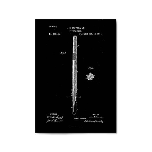 Vintage Fountain Pen Patent Artwork Wall Art #1 - The Affordable Art Company