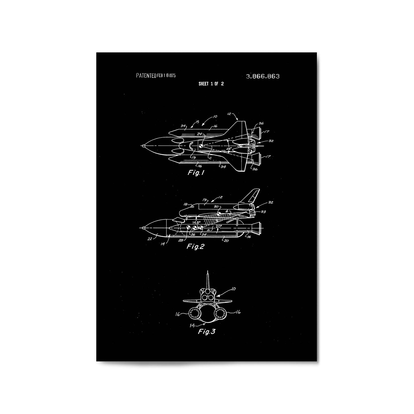 Vintage Space Shuttle Patent Wall Art #1 - The Affordable Art Company