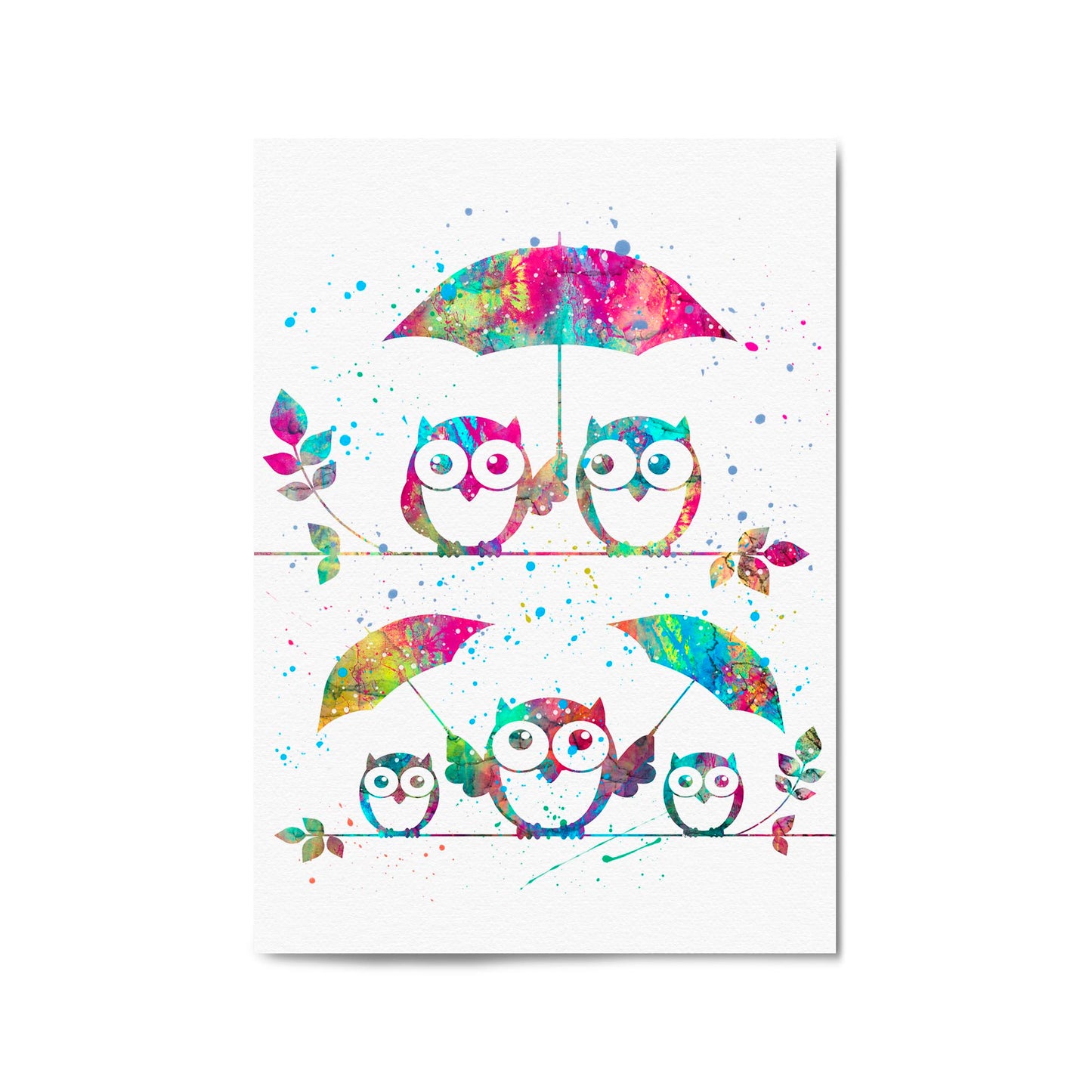 Owl Painting Portrait Minimal Black Wall Art #2 - The Affordable Art Company