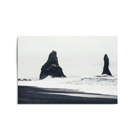 Black and White Coastal Beach Photograph Wall Art - The Affordable Art Company