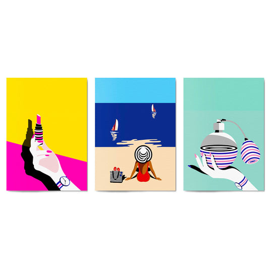 Set of Retro Fashion Girls Bedroom Wall Art - The Affordable Art Company