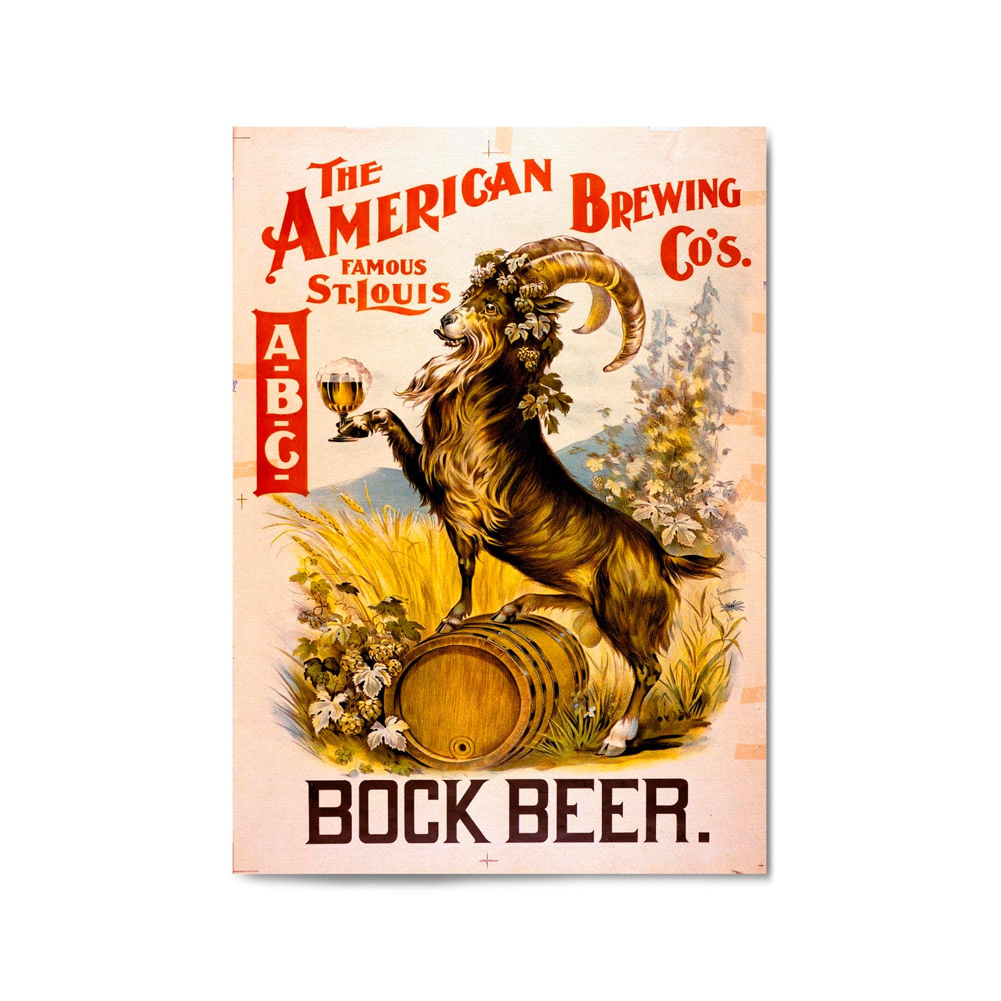 American Bock Beer Vintage Man Cave Wall Art - The Affordable Art Company