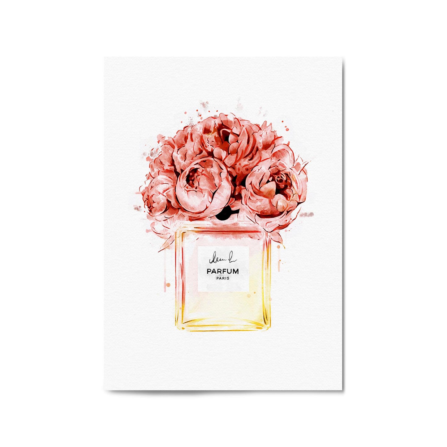 Peach Floral Perfume Bottle Fashion Wall Art #2 - The Affordable Art Company