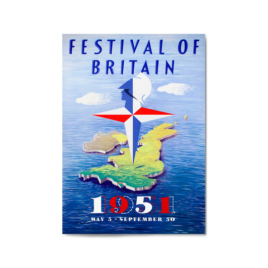Festival of Britain Vintage Travel Advert Wall Art - The Affordable Art Company
