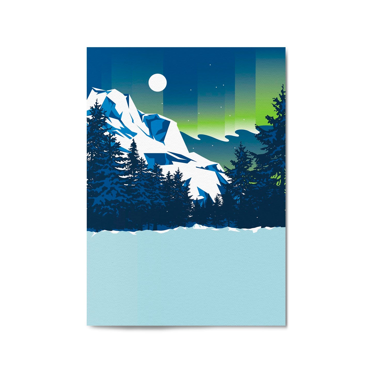 Retro Mountain Landscape Lake Blue Wall Art - The Affordable Art Company