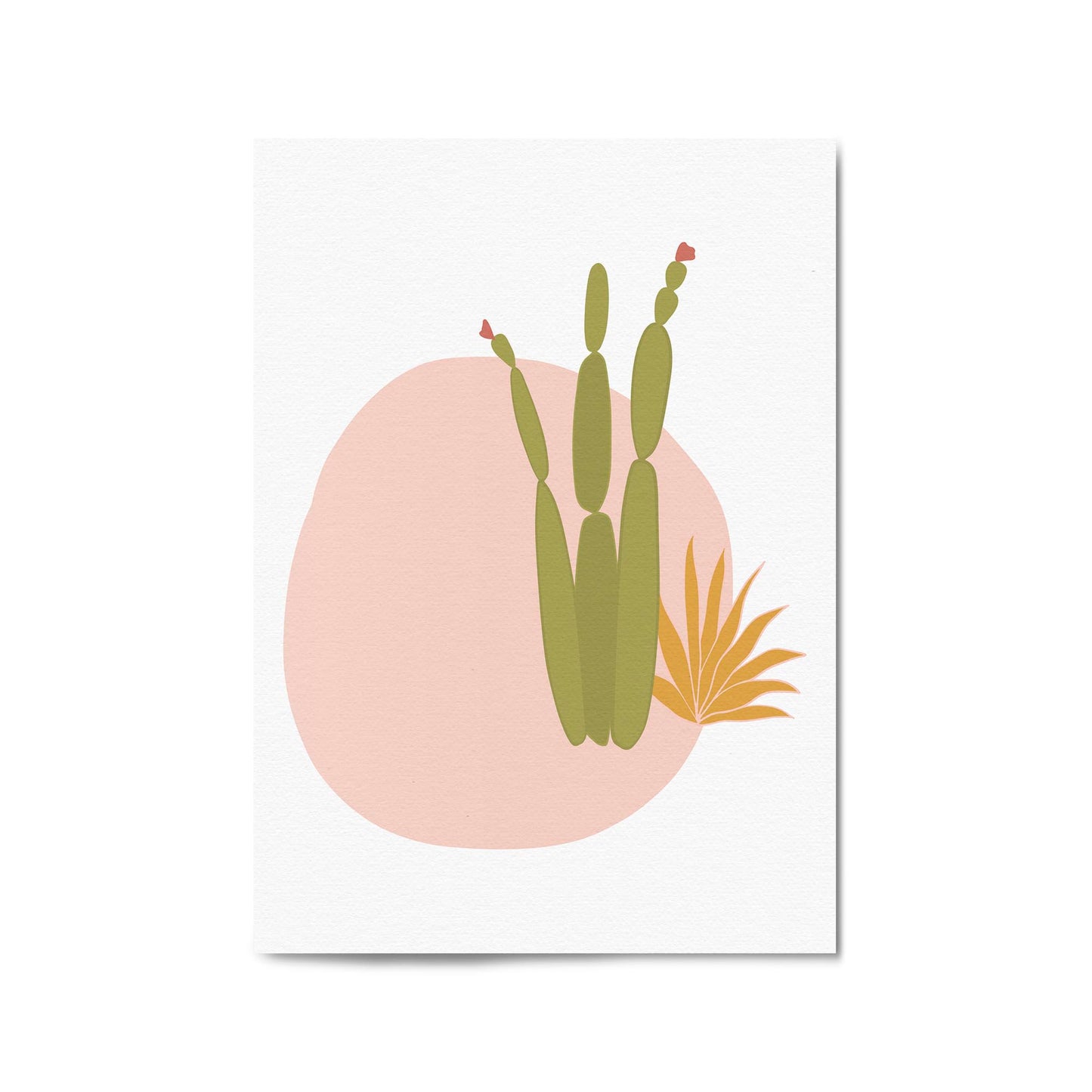 Retro Minimal Abstract Green Cactus Wall Art #1 - The Affordable Art Company