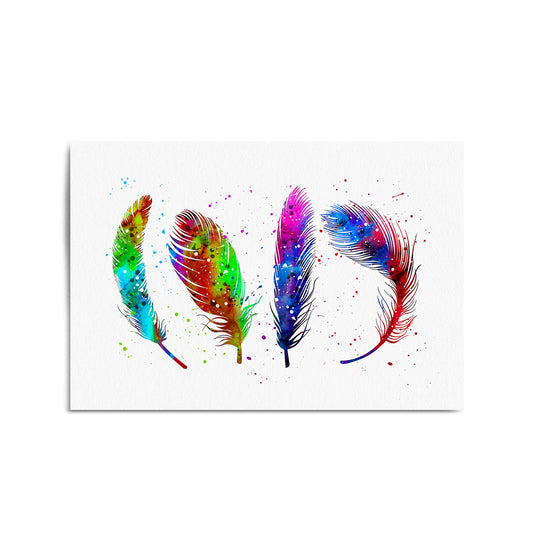 Feather Painting Colourful Bird Wall Art #1 - The Affordable Art Company