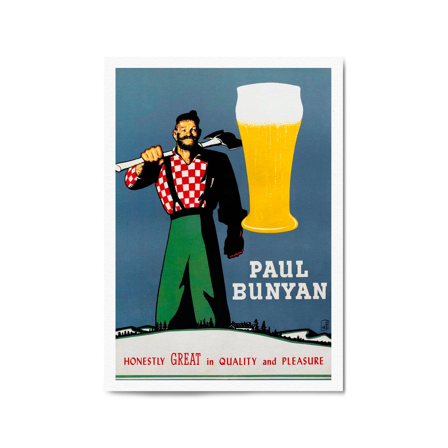 Paul Bunyan Vintage Beer Advert Wall Art - The Affordable Art Company