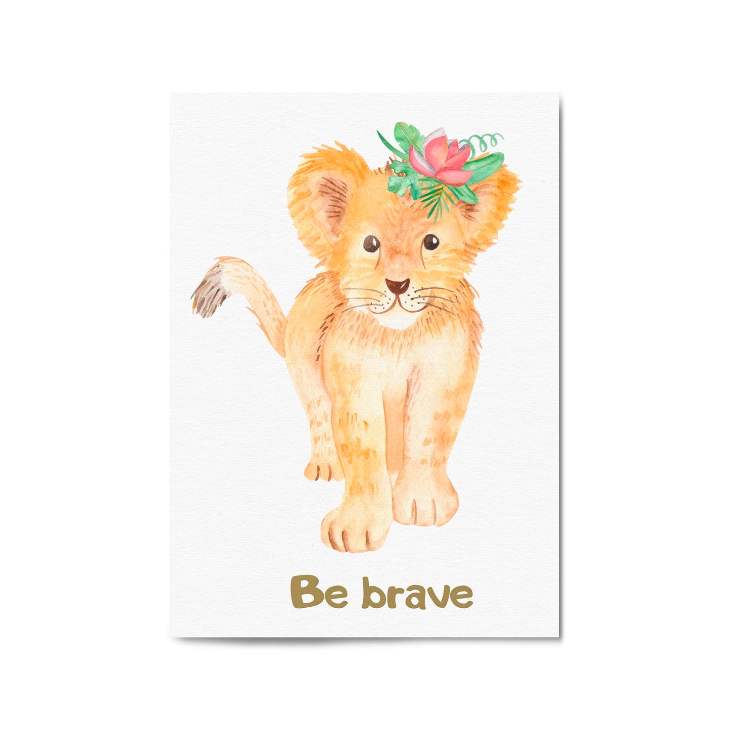Cartoon Lion "Be Brave" Quote Nursery Wall Art - The Affordable Art Company