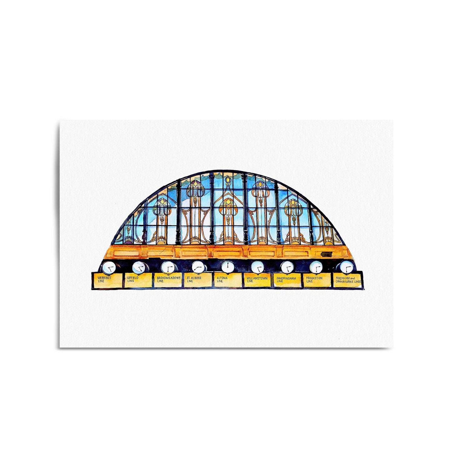 Flinders Street Station Clocks Painting Wall Art - The Affordable Art Company