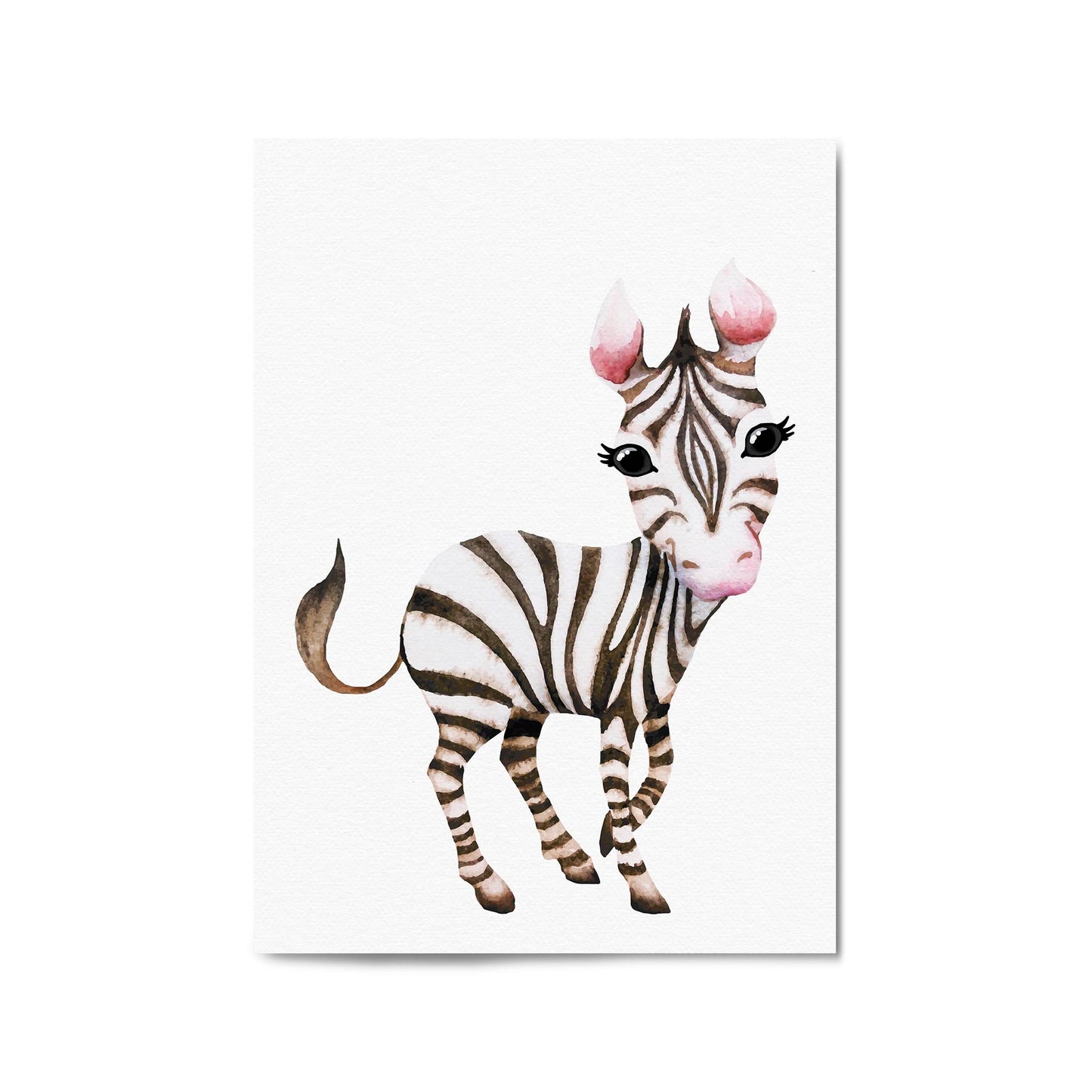 Cartoon Zebra Cute Nursery Baby Animal Art #1 - The Affordable Art Company