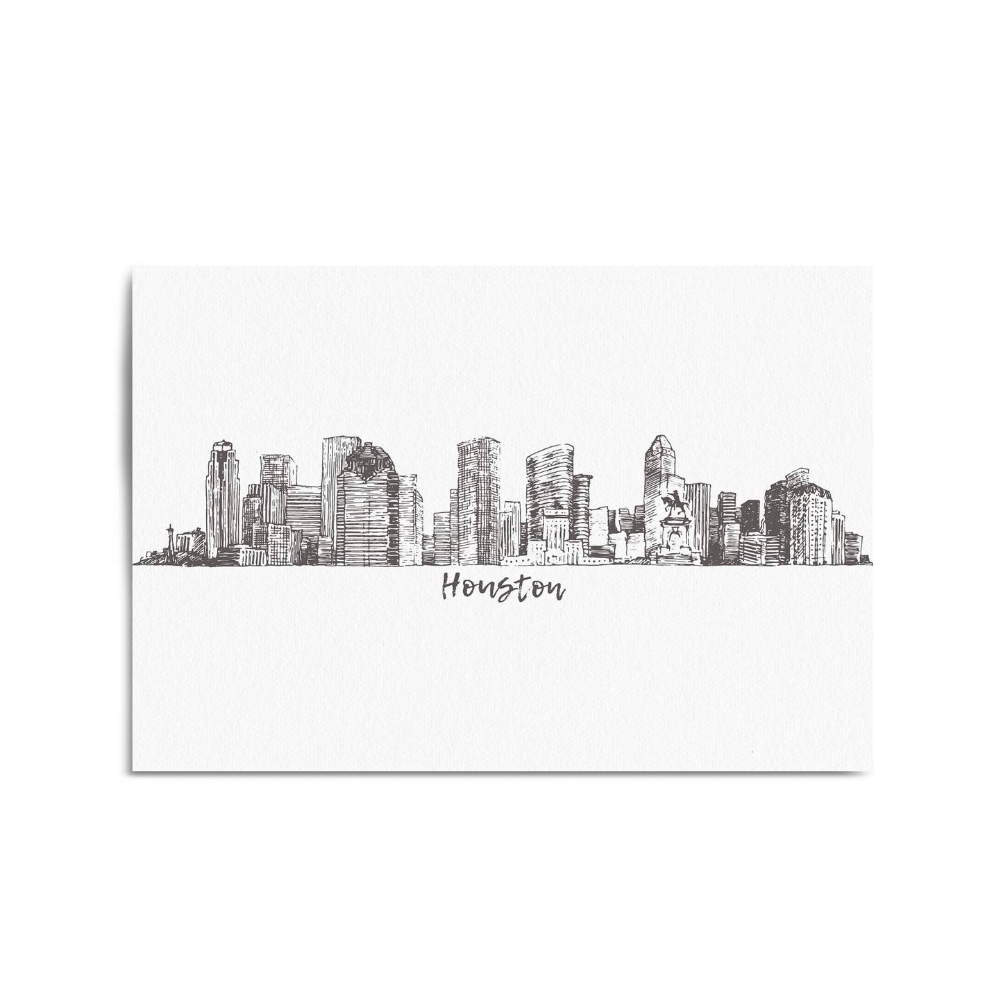 Houston Texas Skyline Drawing Minimal Wall Art - The Affordable Art Company