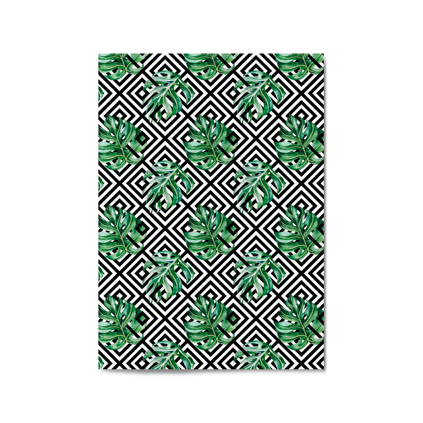 Green Leaves Geometric Nature Wall Art #3 - The Affordable Art Company