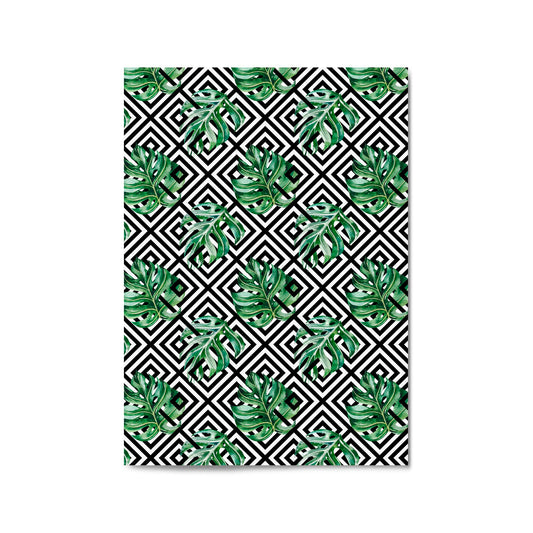 Green Leaves Geometric Nature Wall Art #3 - The Affordable Art Company