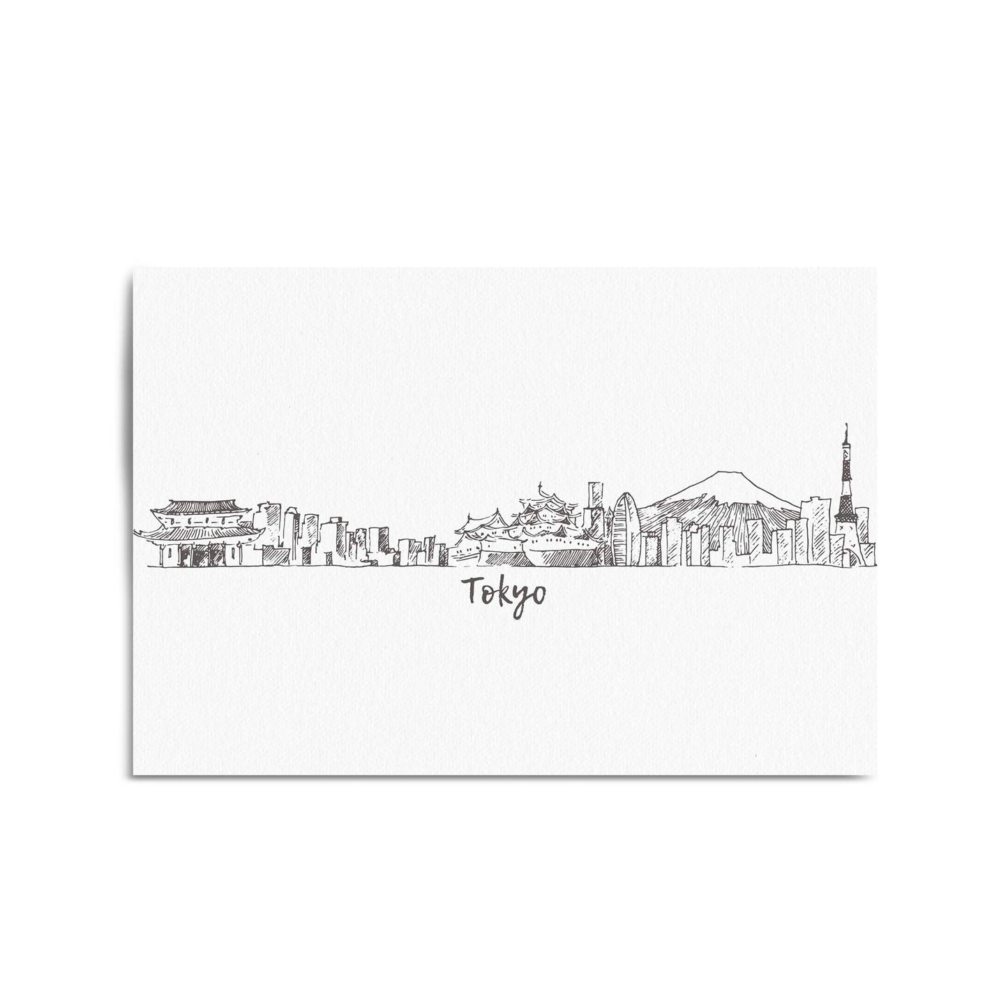 Tokyo Japan Cityscape Drawing Travel Wall Art #2 - The Affordable Art Company