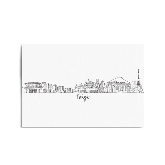 Tokyo Japan Cityscape Drawing Travel Wall Art #2 - The Affordable Art Company