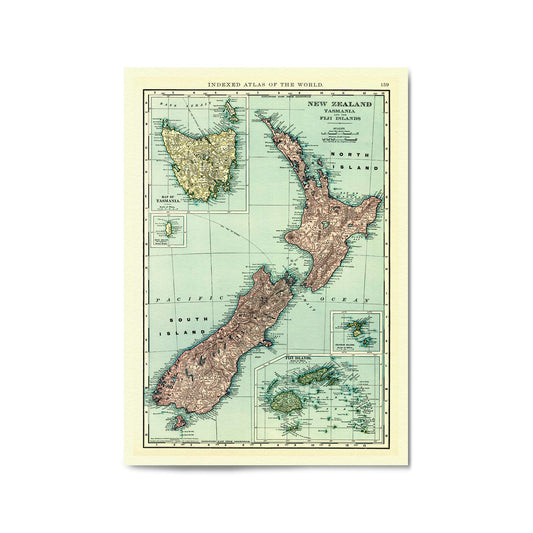 New Zealand Vintage Map Old Wall Art - The Affordable Art Company