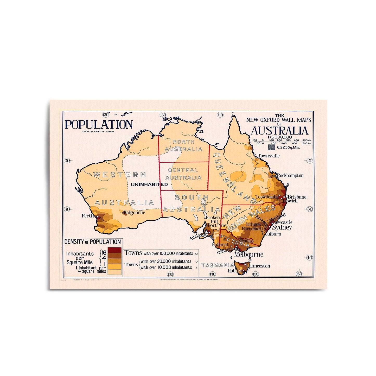 Australian Vintage Map Population Wall Art - The Affordable Art Company