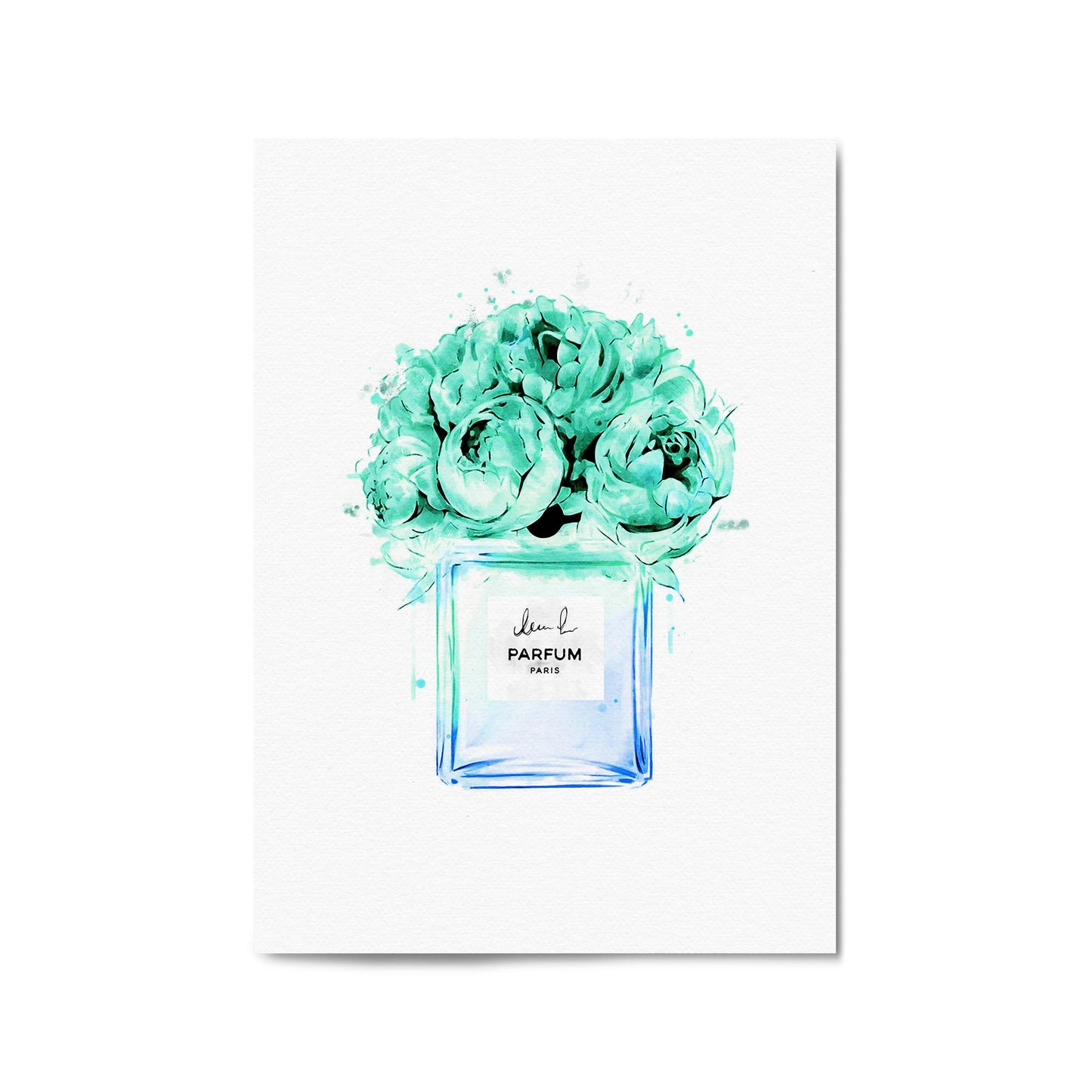 Teal Floral Perfume Bottle Fashion Wall Art #2 - The Affordable Art Company