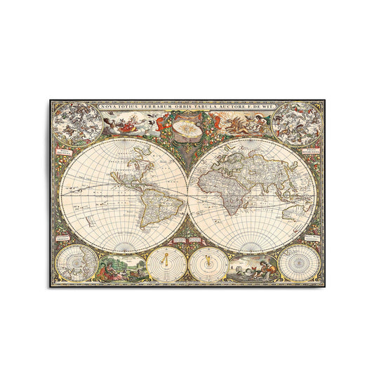 Vintage World Map Old Wall Art #1 - The Affordable Art Company