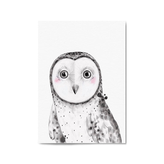 Cute Blushing Baby Owl Nursery Animal Wall Art - The Affordable Art Company