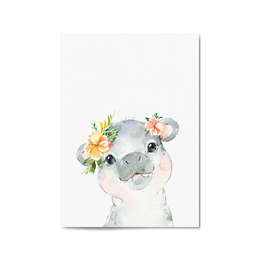 Cute Baby Hippo Nursery Animal Gift Wall Art #2 - The Affordable Art Company