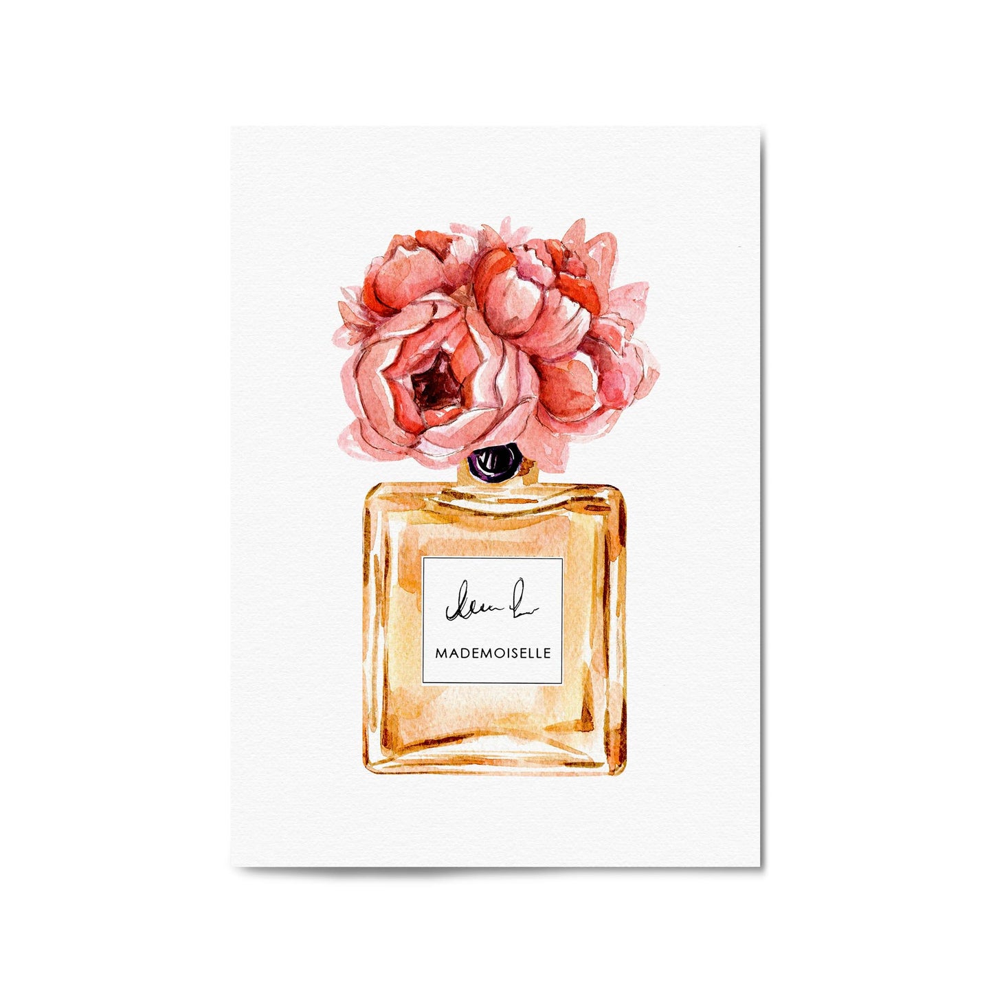 Peach Floral Perfume Bottle Fashion Wall Art #1 - The Affordable Art Company