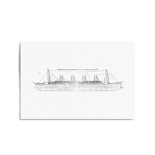 Vintage Titanic Plans Schematic White Wall Art #1 - The Affordable Art Company