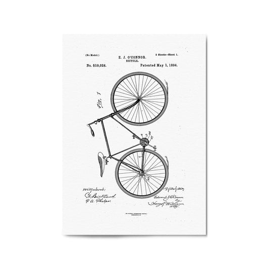 Vintage Bicycle Patent Cycling Cyclist Gift Wall Art #2 - The Affordable Art Company