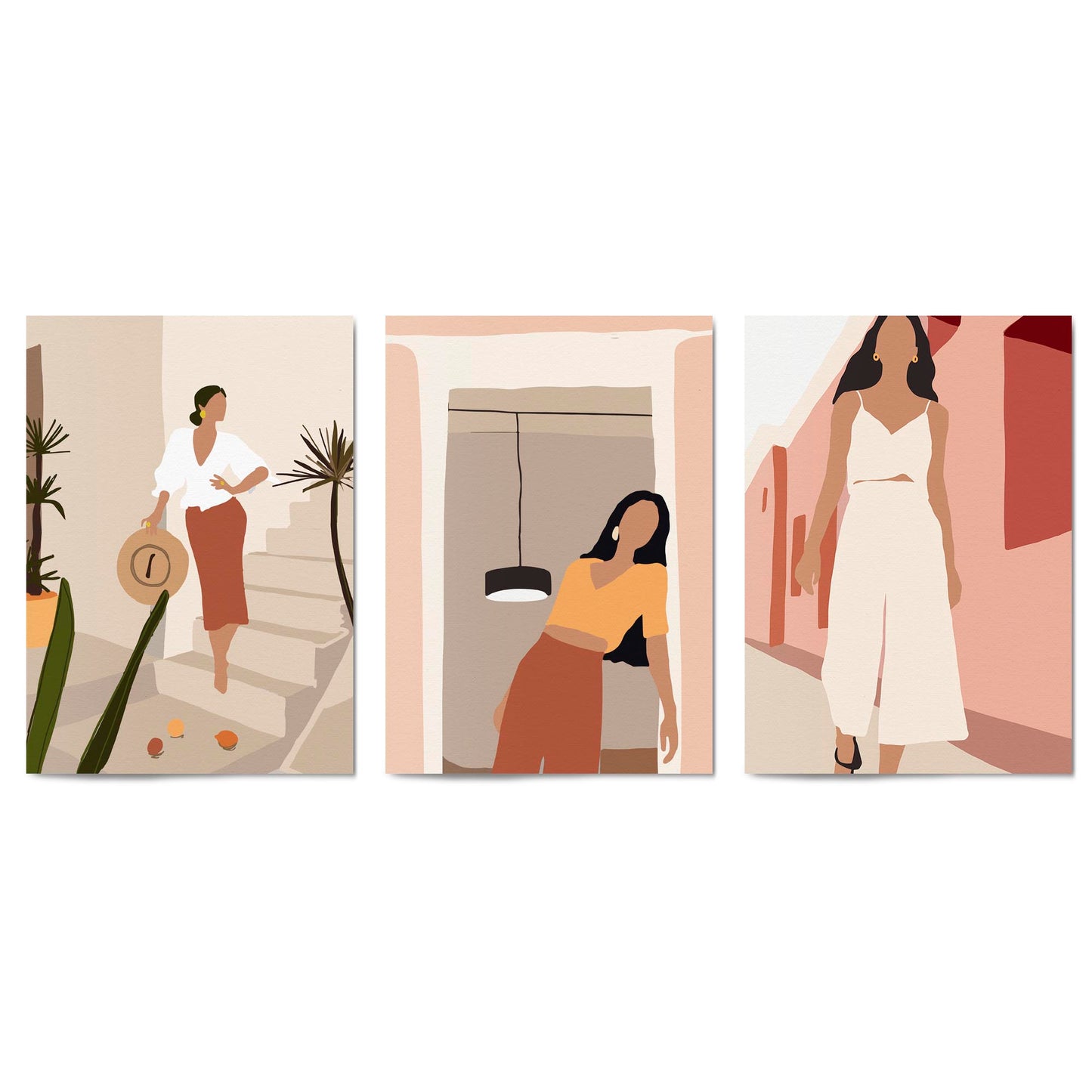 Set of Abstract Fashion Girls Bedroom Wall Art - The Affordable Art Company