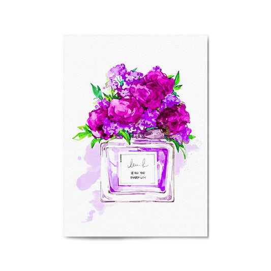 Purple Floral Perfume Bottle Fashion Wall Art - The Affordable Art Company