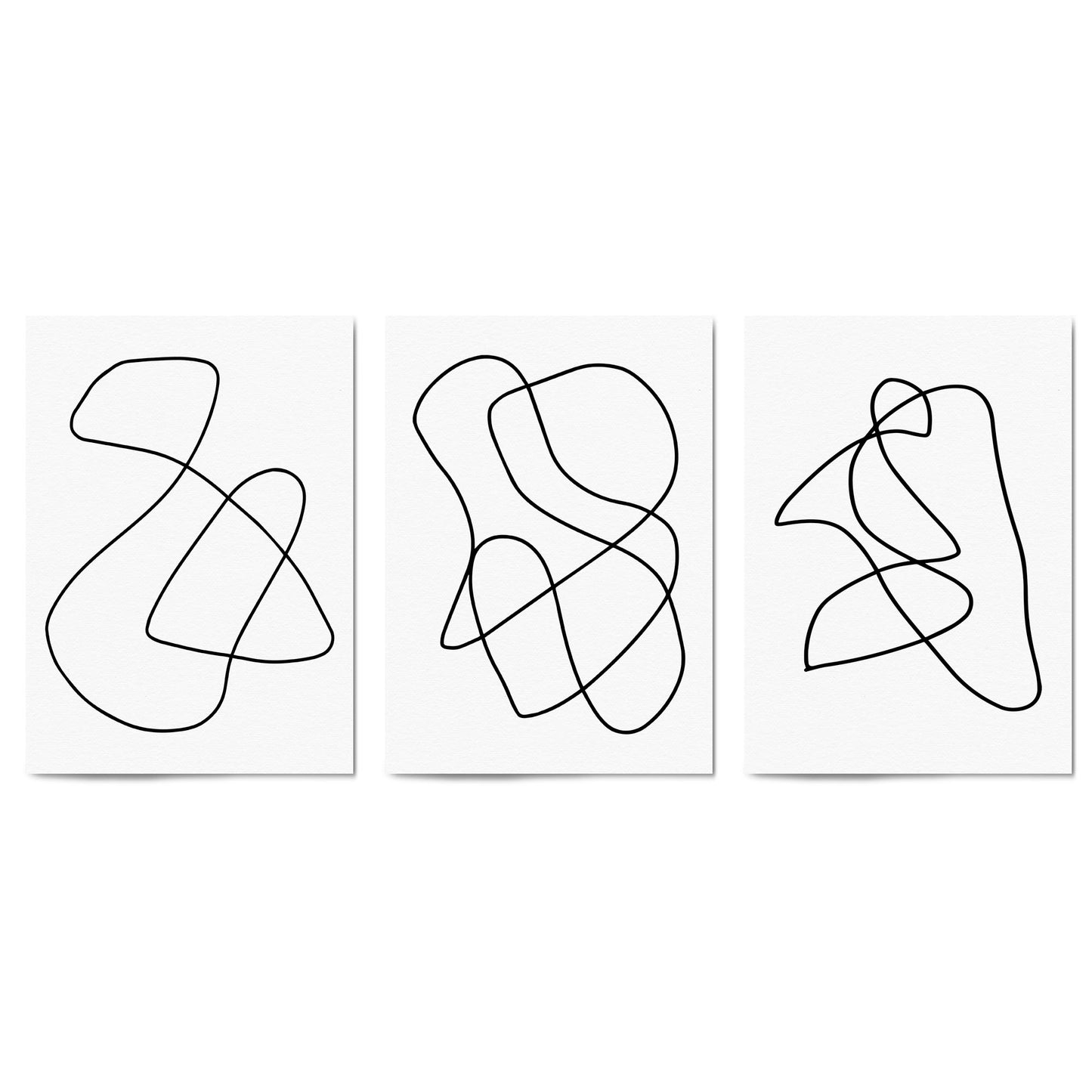 Set of Abstract Line Drawing Minimal Shape Wall Art #2 - The Affordable Art Company