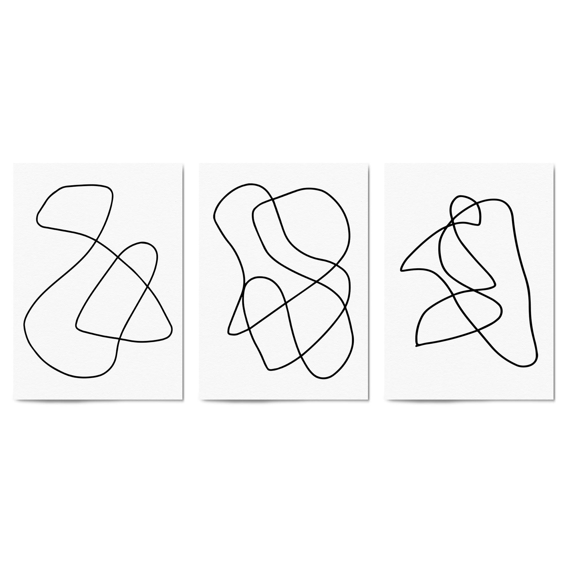 Set of Abstract Line Drawing Minimal Shape Wall Art #2 - The Affordable Art Company
