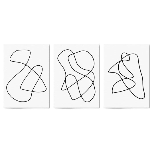 Set of Abstract Line Drawing Minimal Shape Wall Art #2 - The Affordable Art Company