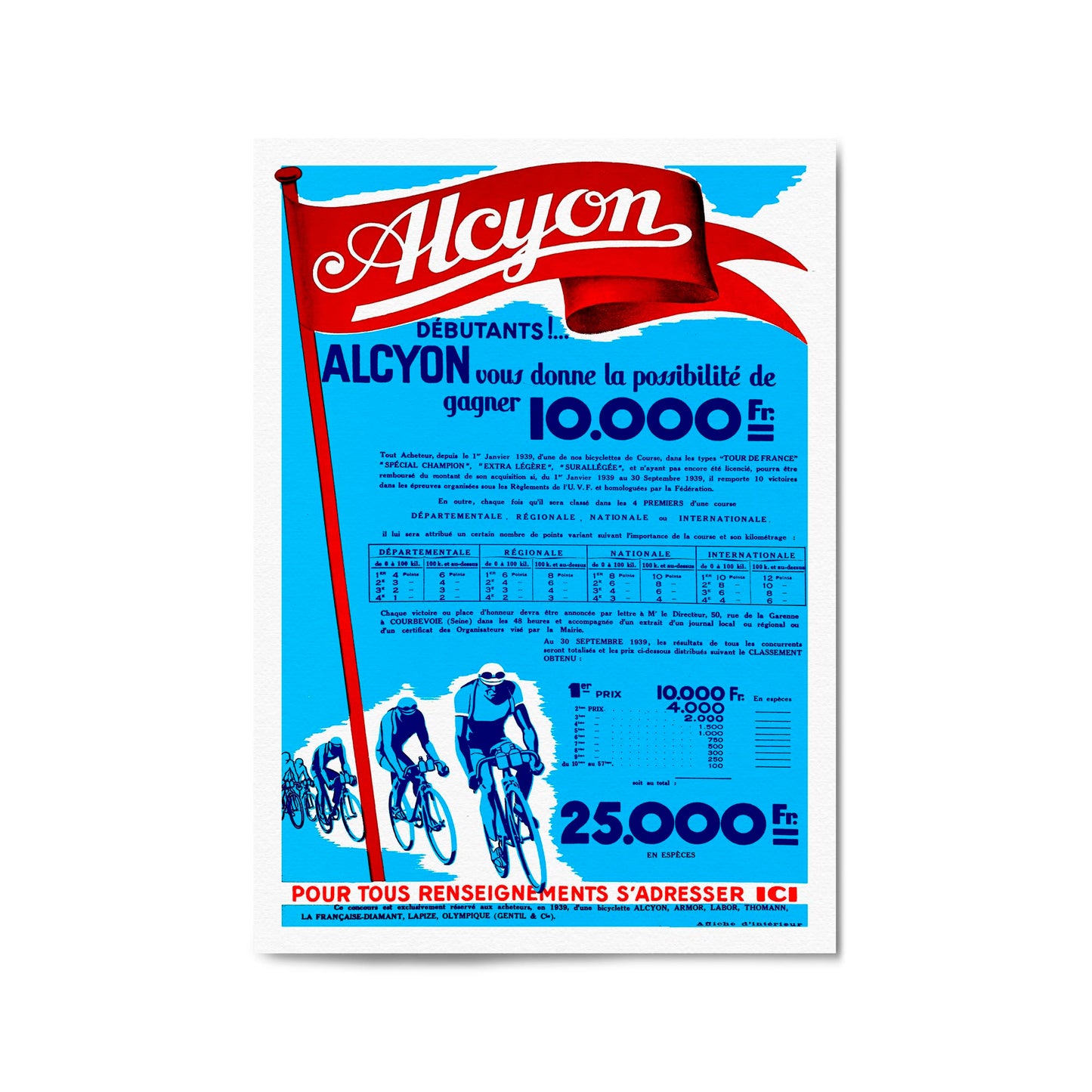 Alcyon Cycling Vintage Advert Wall Art - The Affordable Art Company