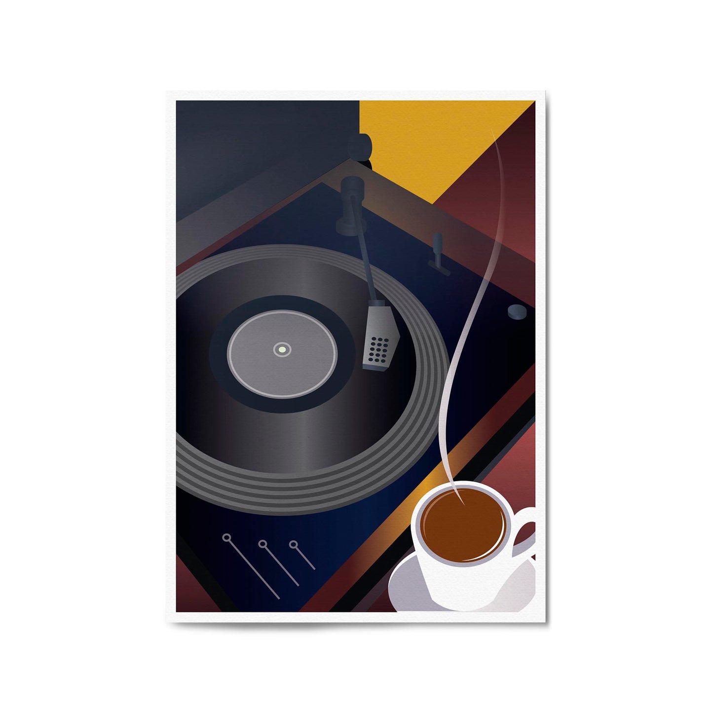 Art Deco Record Player Vintage Retro Wall Art - The Affordable Art Company