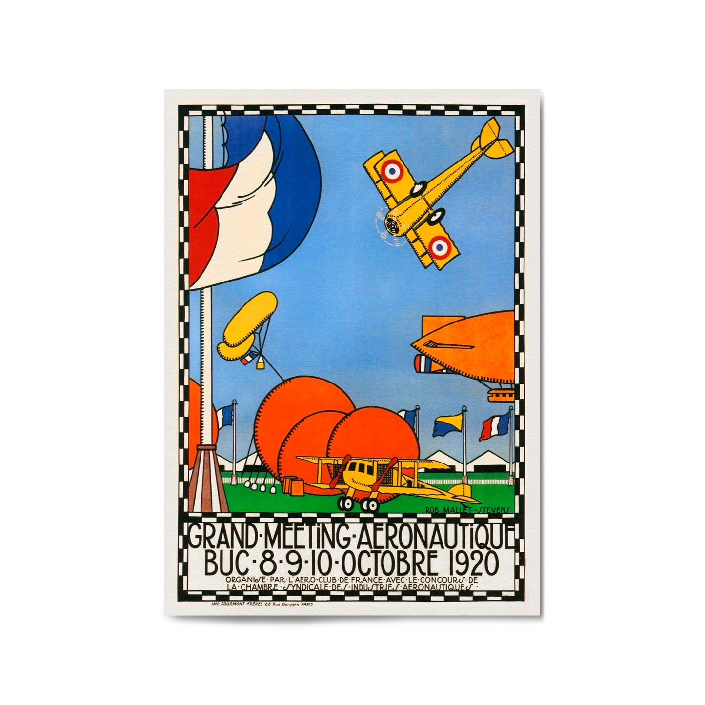 French Air Show Vintage Advert Pilot Wall Art - The Affordable Art Company