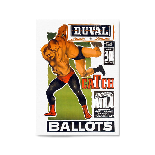 Duval French Wrestling Vintage Sports Advert Wall Art - The Affordable Art Company