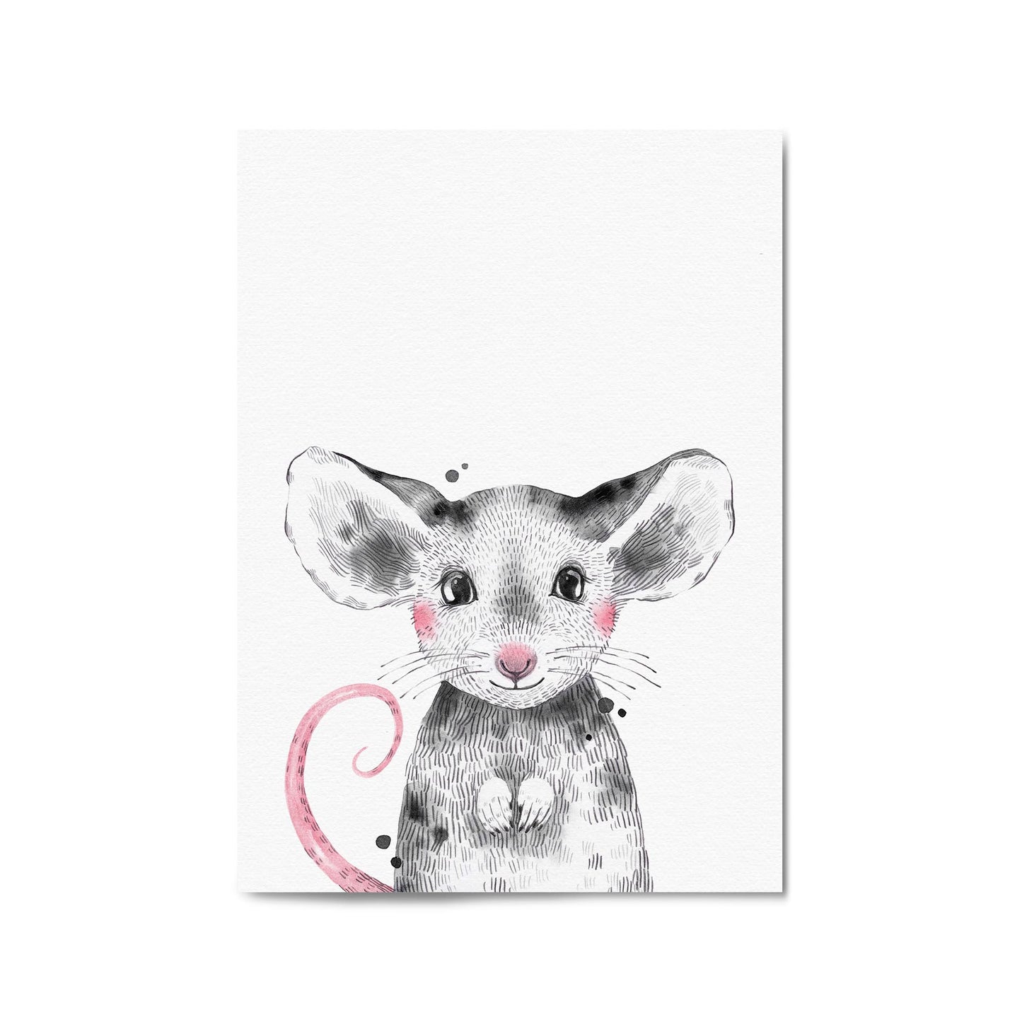 Cute Blushing Baby Mouse Nursery Animal Wall Art - The Affordable Art Company