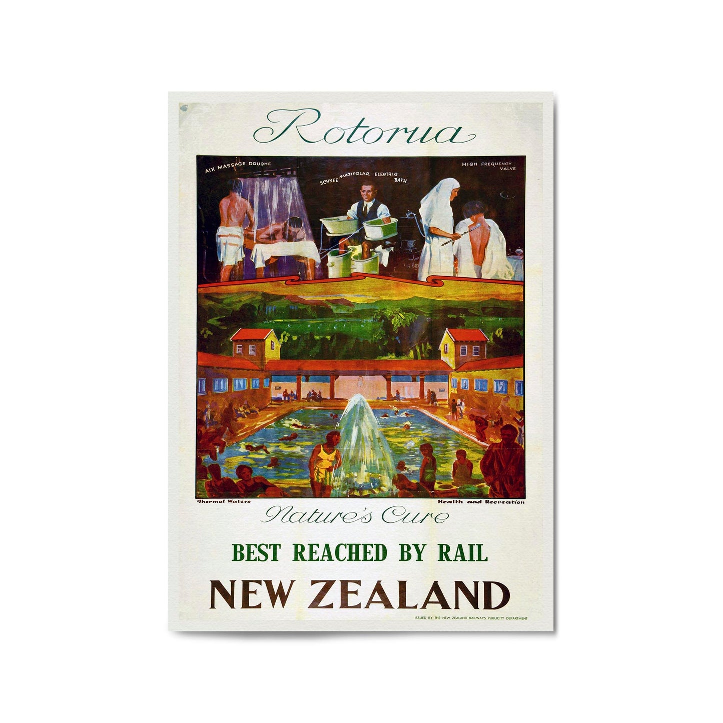 Rotorua New Zealand Vintage Travel Advert Wall Art - The Affordable Art Company