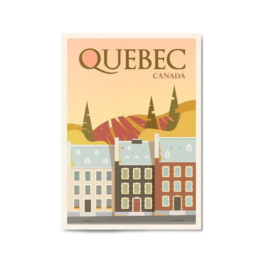 Retro Quebec Canada Vintage Travel Wall Art - The Affordable Art Company