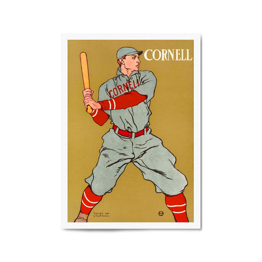 Cornell College Baseball Vintage Sport Advert Wall Art - The Affordable Art Company