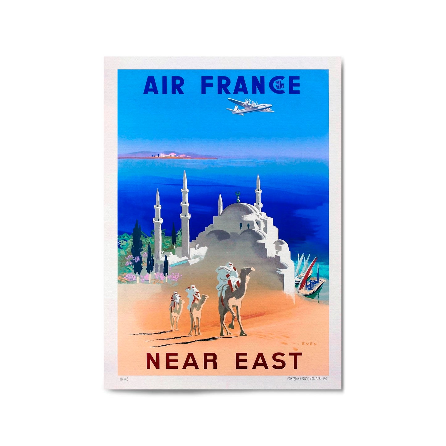 Air France to Egypt Vintage Travel Advert Wall Art - The Affordable Art Company